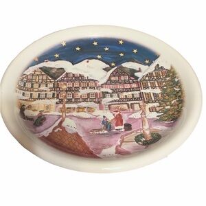 Arzberg German Festive Collectible Plate with Winter Village Scene